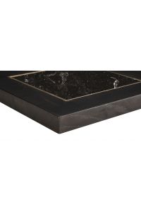 Glass with oakwooden edge, 30mm, Nero Marquina